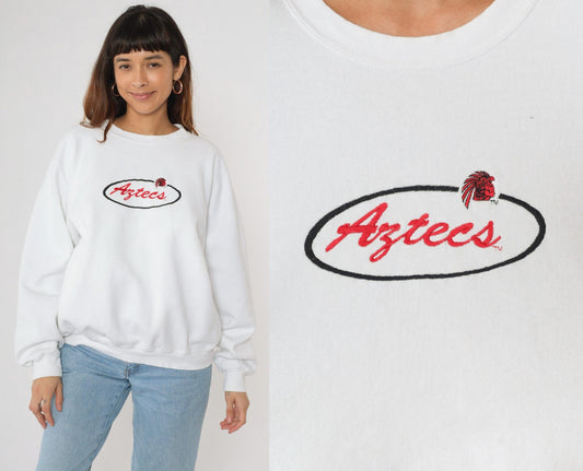 90s SDSU Aztecs San Diego State University Sweatshirt White Graphic Crewneck Extra Large XL