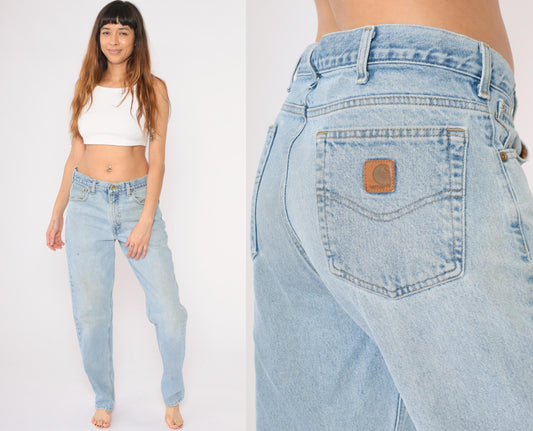 00s Carhartt High Waist Straight Leg Jeans Blue Denim 34x32