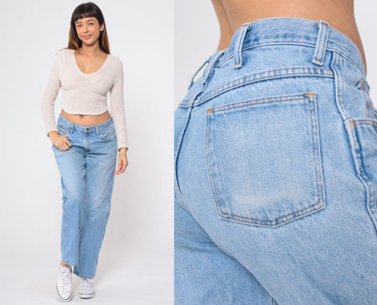 90s High Rise Straight Leg Jeans Faded Blue Denim Men's Medium