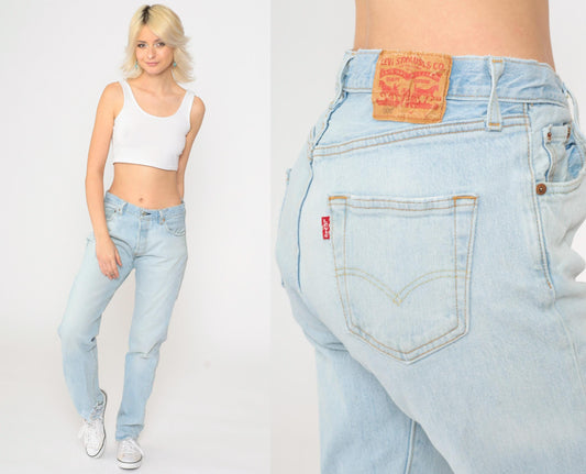 Levi's 501 Straight Leg Mid Rise Jeans Blue Denim 00s 30 x 32