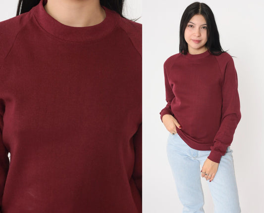 90s Jerzees Burgundy Crewneck Sweatshirt Raglan Sleeve Extra Small