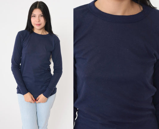 80s Navy Thermal Long Sleeve Undershirt Small Medium
