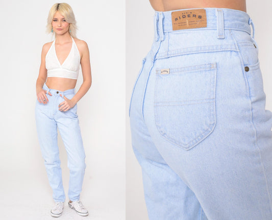 90s Lee Riders High Waist Tapered Light Wash Denim Jeans Extra Small