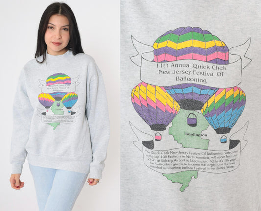 90s Hot Air Balloon Festival New Jersey Sweatshirt Grey Fruit of the Loom Large
