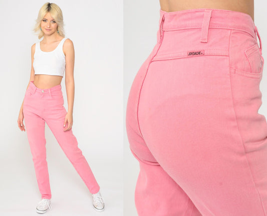 90s Jordache Pink High-Waist Straight Jeans Size 4
