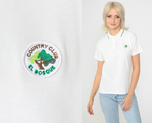 90s El Bosque Country Club Golf Polo Shirt White Medium M