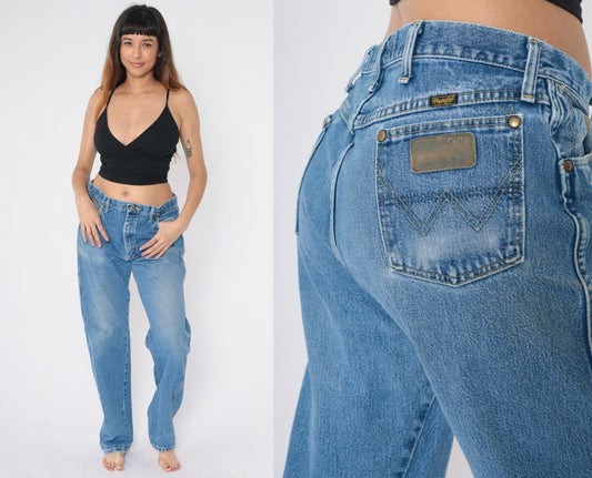 90s Wrangler George Strait Cowboy Cut Jeans Blue High Rise Straight Leg 35x34
