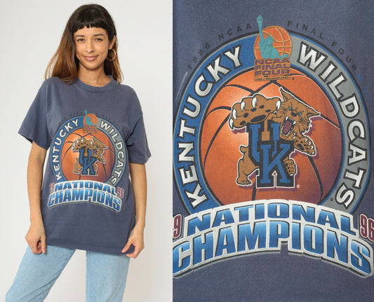 1996 Kentucky Wildcats NCAA Final Four National Champions Graphic Tee Blue Medium