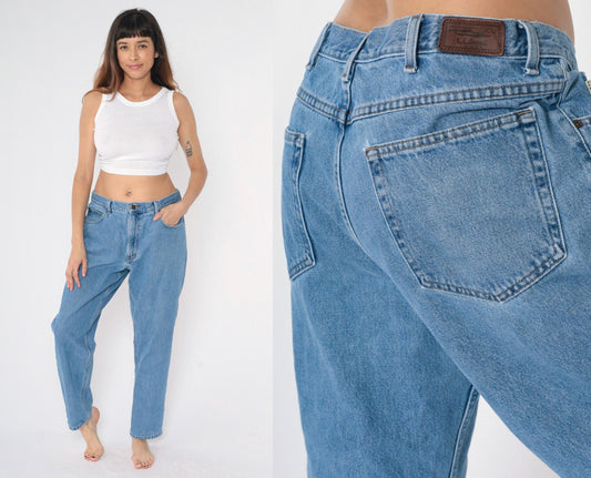 Y2K L.L. Bean Classic Fit Straight Leg High Rise Jeans Blue 37x29