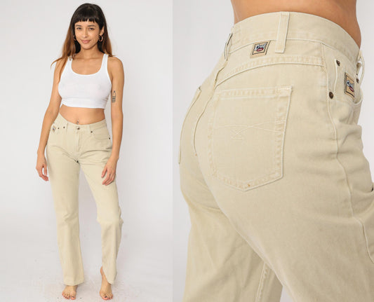 Y2K Cruel Girl Beige Denim Bootcut Jeans High Waisted Western Small 7