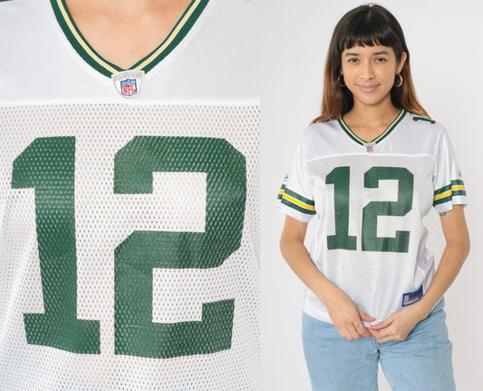 Aaron Rodgers Green Bay Packers Jersey Reebok NFL 2000s White Mesh Medium