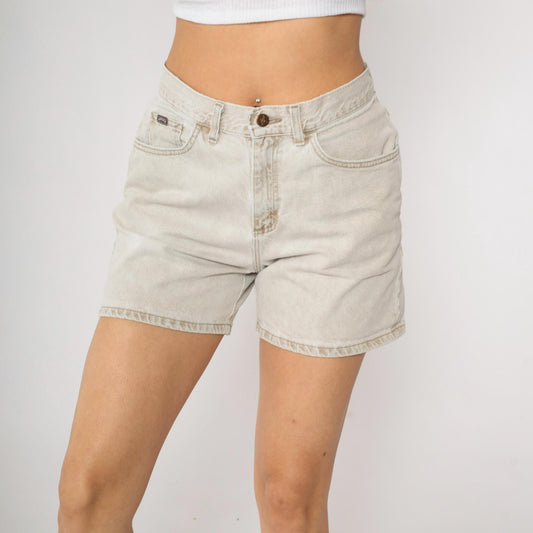 90s Lee Riders High-Waisted Denim Shorts Beige Jean Medium