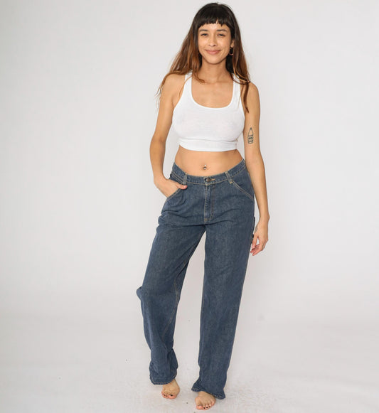 90s Ralph Lauren Polo Carpenter Jeans Dark Wash High Rise Wide Leg Size 10