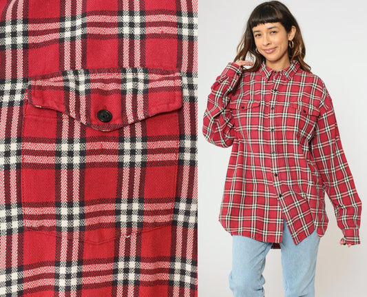 Gap Y2K Plaid Button Up Shirt Red Black Checkered Flannel Extra Large XL