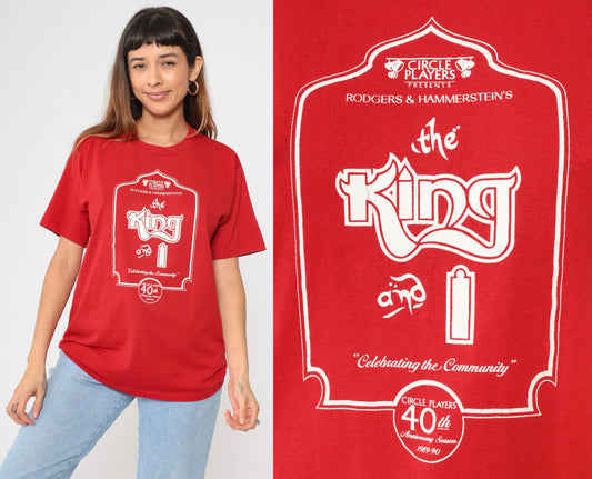 90s The King and I Circle Players Theater Graphic T-Shirt Red Medium