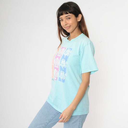 90s Catalina Island Swordfish Seashell Graphic T-Shirt Cotton Tee Medium
