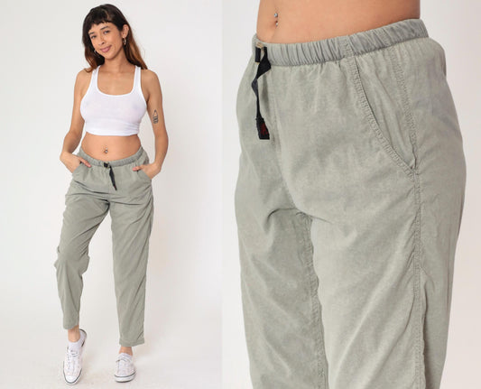 90s Gramicci Stone Grey Nylon Pants Adjustable Waist Small