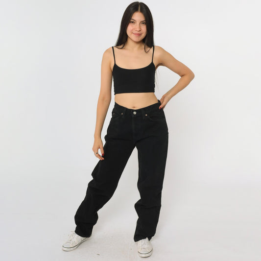 90s Levi's 961 Black Denim High-Waist Straight Leg Jeans Medium 8
