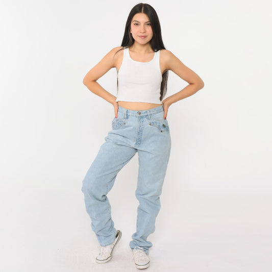 90s Rockies Light Blue Denim High Waist Straight Leg Jeans Small