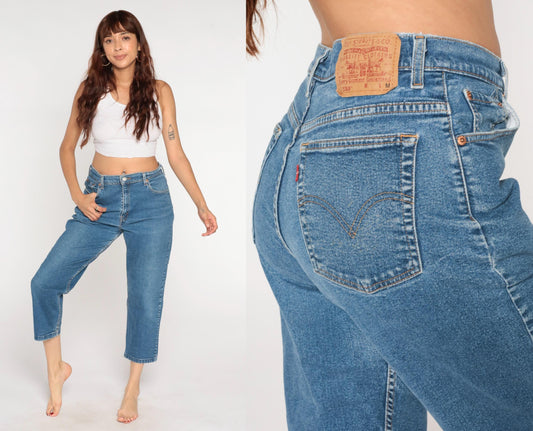 Levi's 550 Y2K High Rise Relaxed Straight Leg Jeans Blue Denim 14