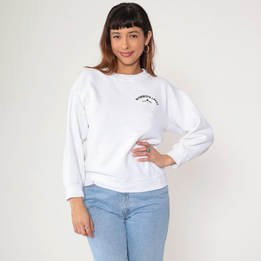 90s Mammoth Lakes California Embroidered Mountain Sweatshirt White Crewneck Medium M