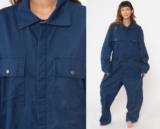 80s Walls Blizzard Pruf Navy Coveralls Insulated Workwear Jumpsuit Large L