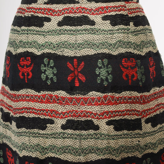 1950s Franz Brunico Italian Geometric Folk Tapestry Midi Skirt Small
