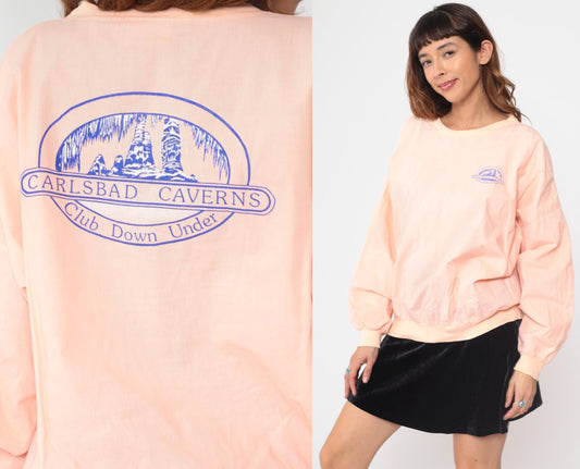 90s Carlsbad Caverns New Mexico Peach Sweatshirt Graphic Pullover Large L