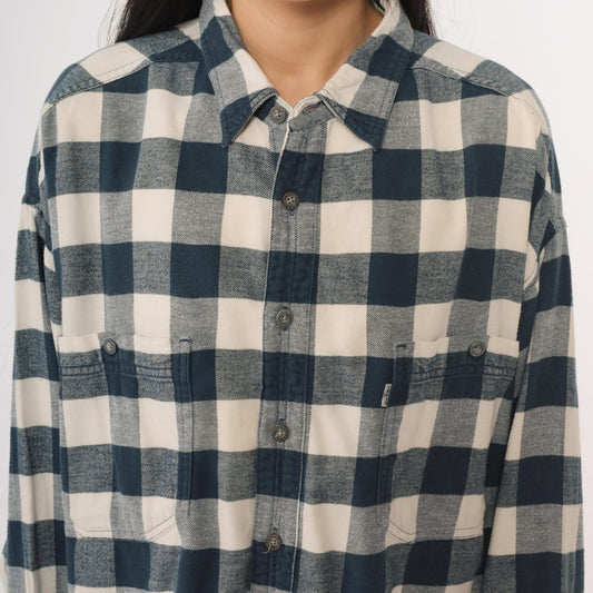 90s Levi's Buffalo Plaid Flannel Button-Up Blue White Extra Large XXL