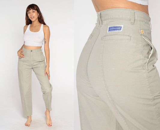 80s Rollingstone Western Jeans Sage Green High Waist Straight Leg 28