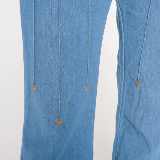 70s Sears Light Blue Flare Jeans High Waist Bell Bottom Denim 33x32