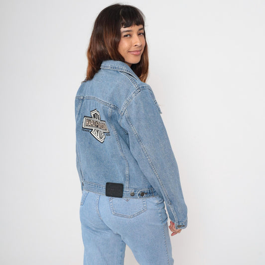 90s Harley Davidson Light Wash Denim Jacket Unisex Medium M