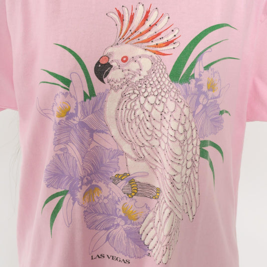90s Miller Pink Cockatoo Bird V-Neck Shirt Three Quarter Sleeve Large L