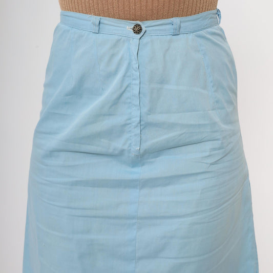 60s Suburban Set Pencil Skirt Light Blue High Waisted Knee Length Extra Small XS