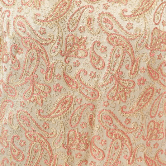 60s Paisley Slip Dress Pink Gold Metallic Mini A-Line Mod Large L