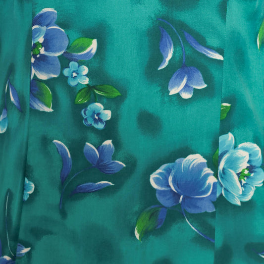 90s Emerald Green Floral Maxi Dress Sleeveless Scoop Neck Large