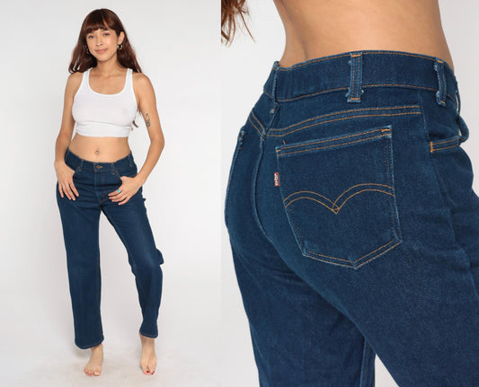 90s Levi's Cropped Flare Jeans Dark Wash High Rise Denim 34 x 29