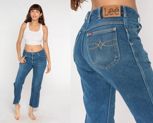 80s Lee Jeans High Waisted Straight Leg Blue Denim 34x30
