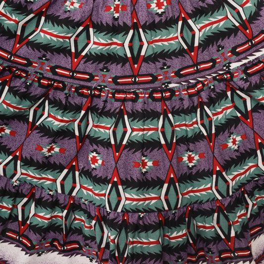 90s Roughrider Purple Green Geometric Southwest Circle Mini Skirt Extra Small