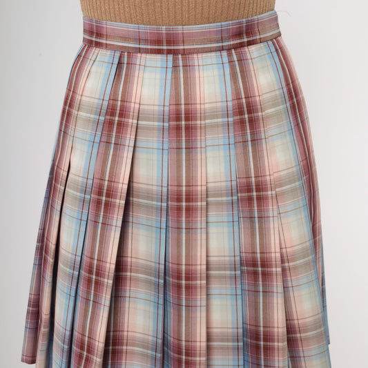 Y2K Plaid Pleated Mini Skirt High Waisted Red Blue Tartan Small S