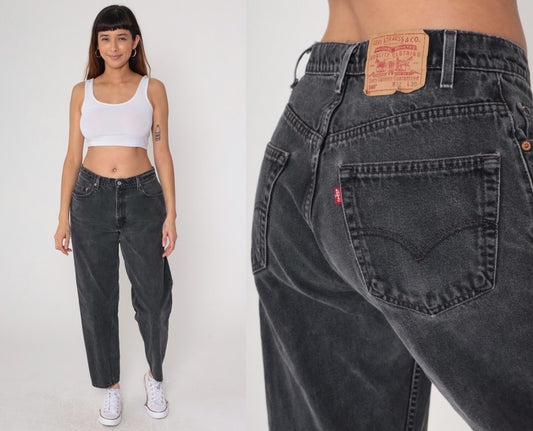 90s Levi's 560 Black Denim Jeans High Waist Relaxed Fit 32x30