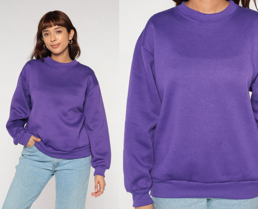 90s Purple Crewneck Sweatshirt Heavy Weight Cotton Blend Small S