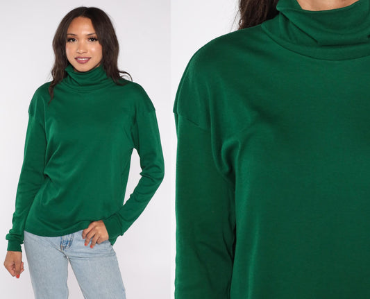80s Roffe Skiwear Forest Green Turtleneck Long Sleeve Pullover Men's Large