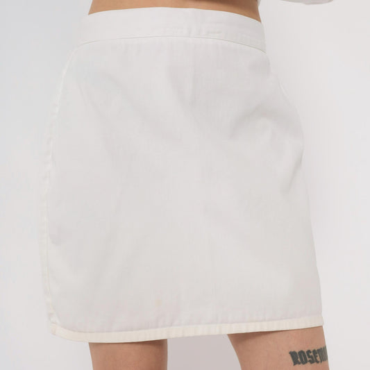 90s Bongo White Cotton Mini Skirt High Waisted Y2K Small S