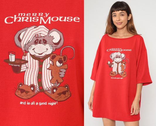 90s Heartland Good Stuff Chrismouse Red Nightgown Cotton Medium