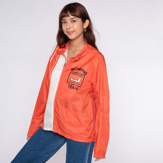70s Swingster Orange Windbreaker Jacket Racing Stripes Medium