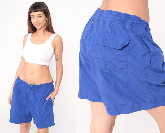 Polo Ralph Lauren 90s Blue Swim Trunks Drawstring Board Shorts Extra Large XL