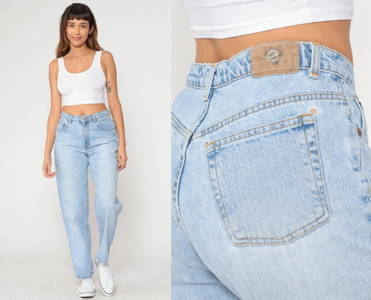 90s Ellemenno Light Wash High-Waisted Straight Leg Jeans Medium