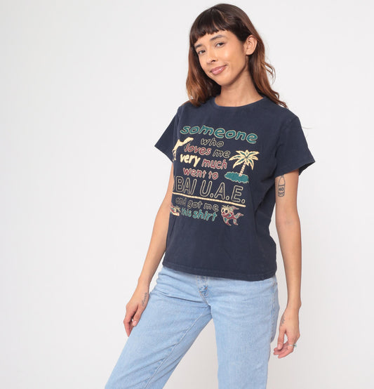 Y2K Dubai UAE Tourist Graphic Tee Cotton Camel Palm Tree Medium M