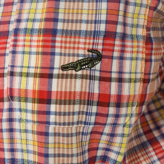 90s Multicolor Plaid Button-Up Shirt Cotton Short Sleeve Small S